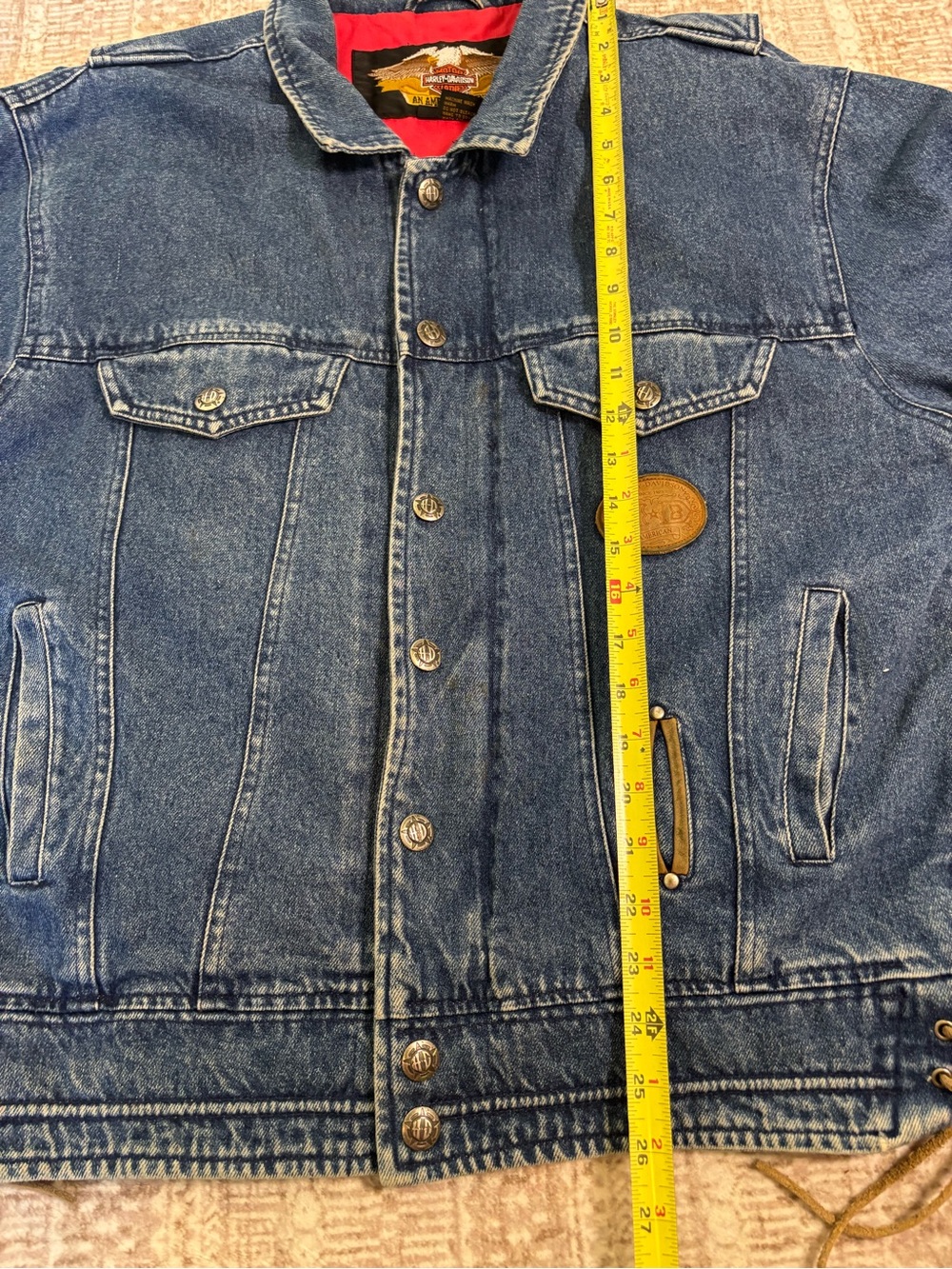 1990s Vintage Harley Davidson Motorcycle Jean Jacket Size L - Picture 4 of 13